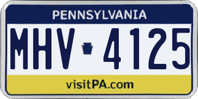 PA license plate MHV4125