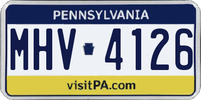 PA license plate MHV4126
