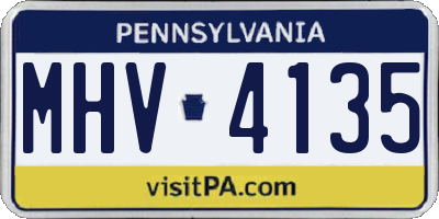 PA license plate MHV4135