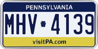 PA license plate MHV4139