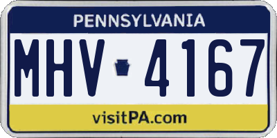 PA license plate MHV4167