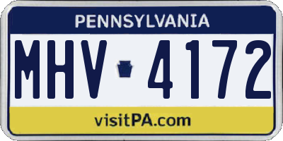 PA license plate MHV4172