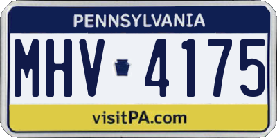PA license plate MHV4175