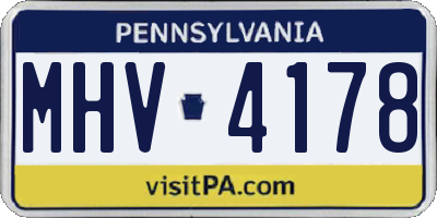 PA license plate MHV4178