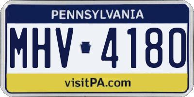 PA license plate MHV4180