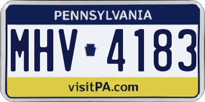 PA license plate MHV4183