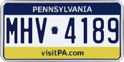 PA license plate MHV4189