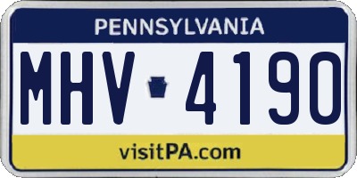 PA license plate MHV4190