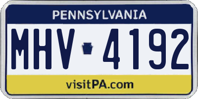 PA license plate MHV4192