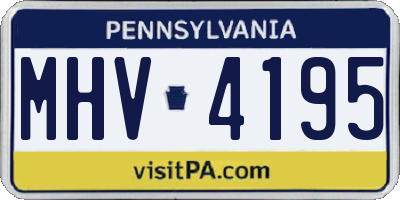 PA license plate MHV4195