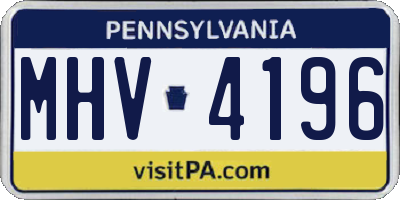 PA license plate MHV4196
