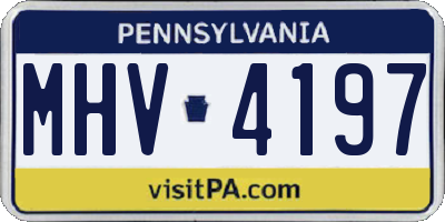 PA license plate MHV4197