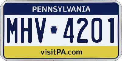 PA license plate MHV4201
