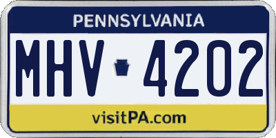 PA license plate MHV4202