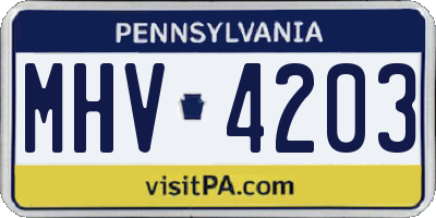 PA license plate MHV4203