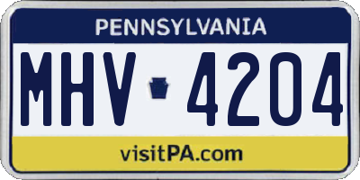 PA license plate MHV4204