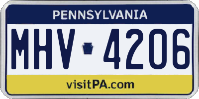 PA license plate MHV4206