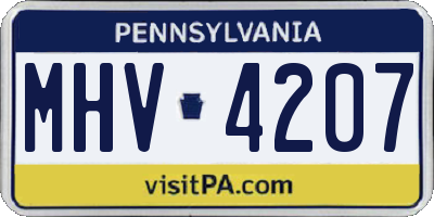PA license plate MHV4207