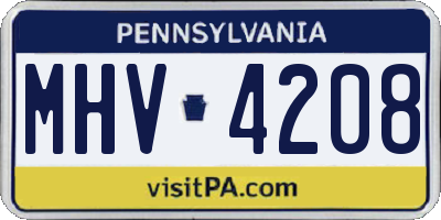 PA license plate MHV4208
