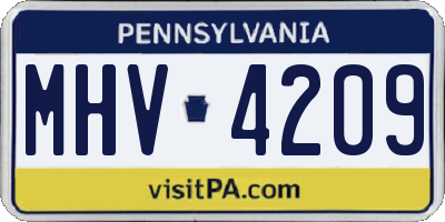 PA license plate MHV4209