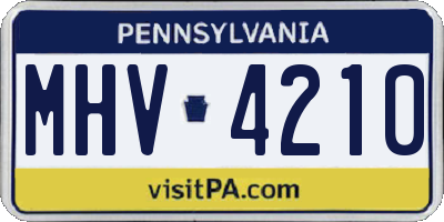 PA license plate MHV4210