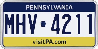 PA license plate MHV4211