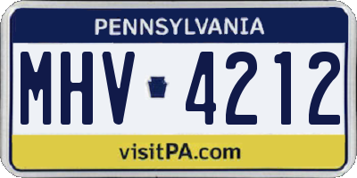 PA license plate MHV4212