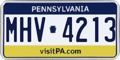 PA license plate MHV4213