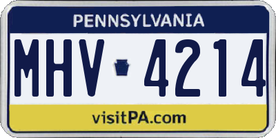 PA license plate MHV4214
