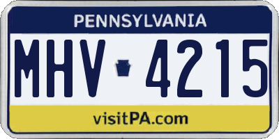 PA license plate MHV4215