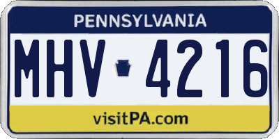 PA license plate MHV4216