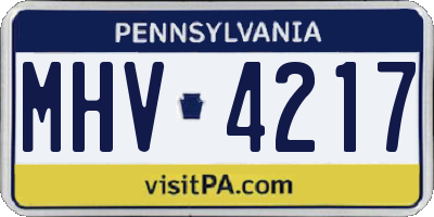 PA license plate MHV4217