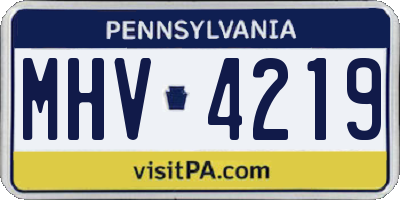 PA license plate MHV4219
