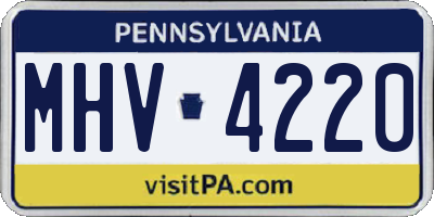 PA license plate MHV4220