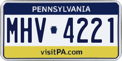 PA license plate MHV4221