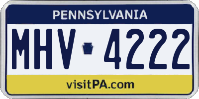 PA license plate MHV4222