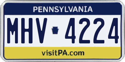 PA license plate MHV4224