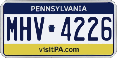 PA license plate MHV4226