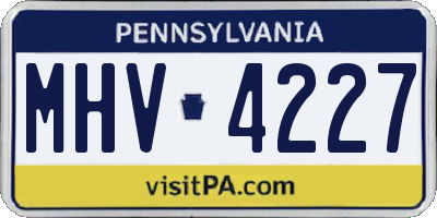 PA license plate MHV4227