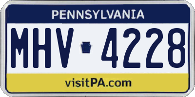 PA license plate MHV4228