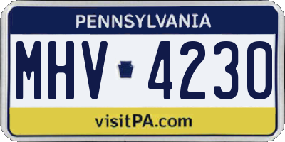 PA license plate MHV4230