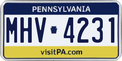 PA license plate MHV4231