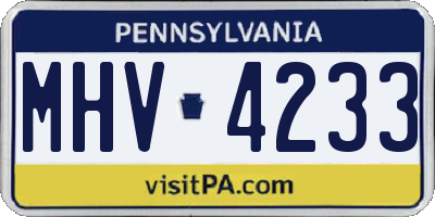 PA license plate MHV4233