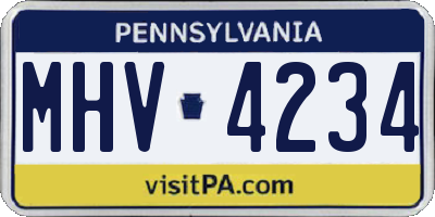 PA license plate MHV4234