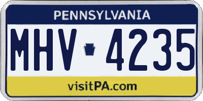 PA license plate MHV4235
