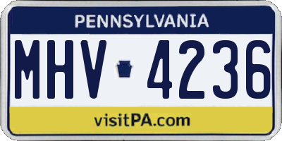 PA license plate MHV4236
