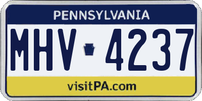 PA license plate MHV4237