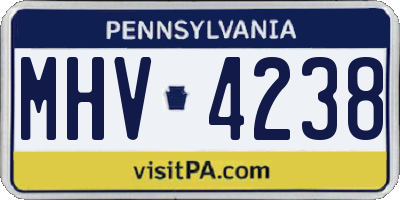 PA license plate MHV4238