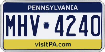 PA license plate MHV4240