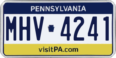 PA license plate MHV4241